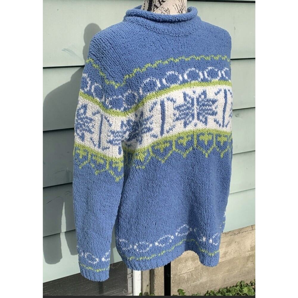 Vintage Yarnworks soft Fuzzy winter snowflake patterned mock neck sweater - Picture 7 of 8